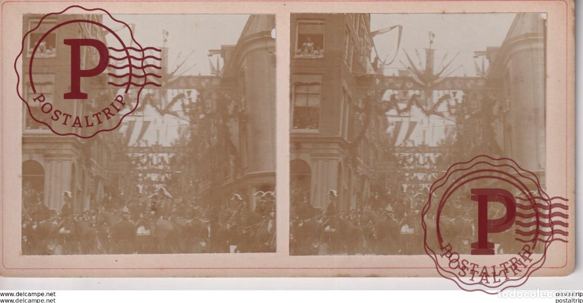 Fotograf&iacute;a antigua: KRONING KONINGIN AMSTERDAM EEREMACHT 18*9CM ESTEREOSCOPICA ESTEREO PRIVATE COLLECTIE NEDERLAND AMSTE