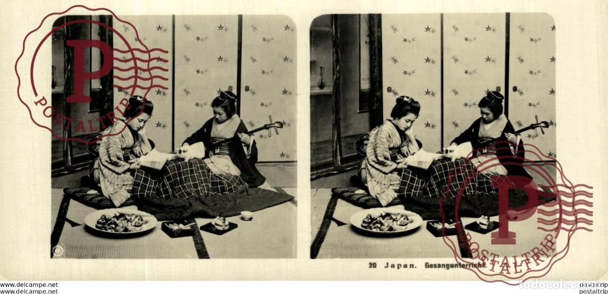 Antique Photography: JAPAN. JAPON. GESANGUNTERRICHT. ESTEREOSCOPICA - ST&Eacute;R&Eacute;OSCOPIQUE - STEREOSCOPIC