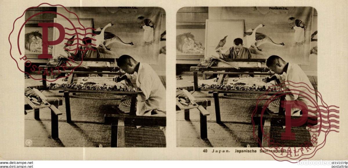 Fotograf&iacute;a antigua: JAPAN. JAPON. JAPANISCHE SEIDANSTICKER. ESTEREOSCOPICA - ST&Eacute;R&Eacute;OSCOPIQUE - STEREOSCOPIC