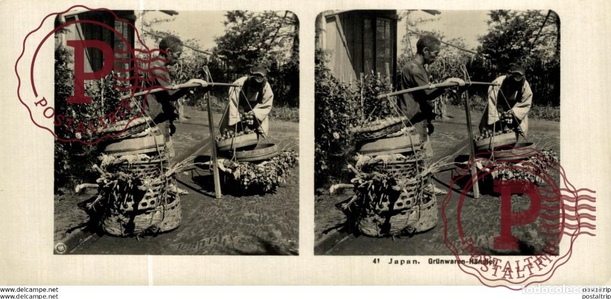 Fotograf&iacute;a antigua: JAPAN. JAPON. GRUNWAREN-HANDLER. ESTEREOSCOPICA - ST&Eacute;R&Eacute;OSCOPIQUE - STEREOSCOPIC