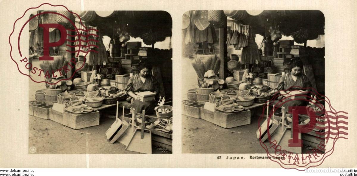 Fotograf&iacute;a antigua: JAPAN. JAPON. KORBEWAREN-LAGER. ESTEREOSCOPICA - ST&Eacute;R&Eacute;OSCOPIQUE - STEREOSCOPIC