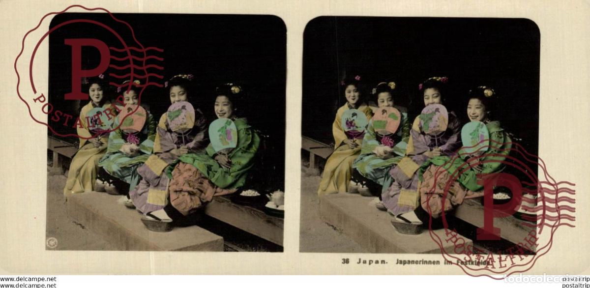 Fotograf&iacute;a antigua: JAPAN. JAPON. JAPANERINNEN IM FESTKLEIDE.. ESTEREOSCOPICA - ST&Eacute;R&Eacute;OSCOPIQUE - STEREOSCOPIC
