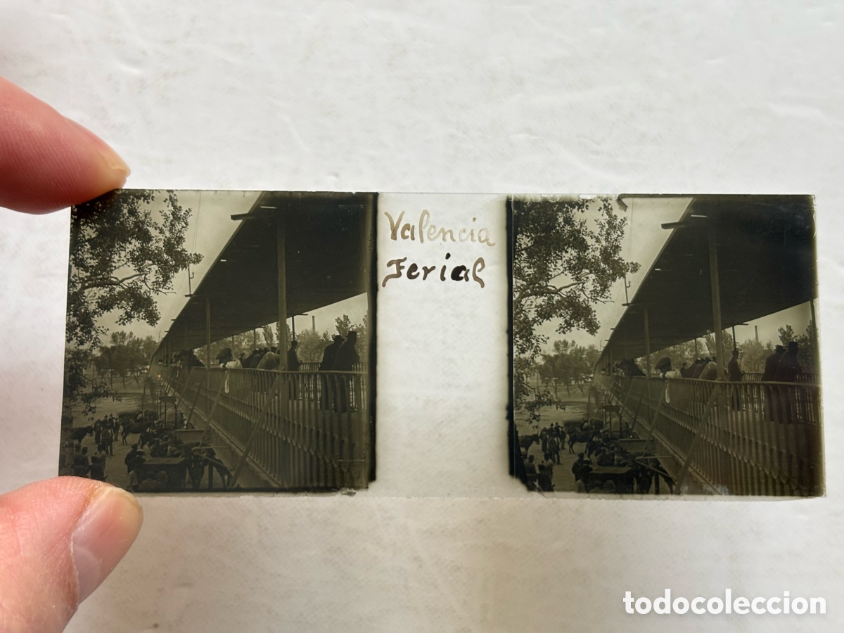 Fotograf&iacute;a antigua: VALENCIA, FERIA GANADO, CAUCE DEL RIO - ANTIGUA PLACA ESTEREOSCOPICA POSITIVO EN CRISTAL
