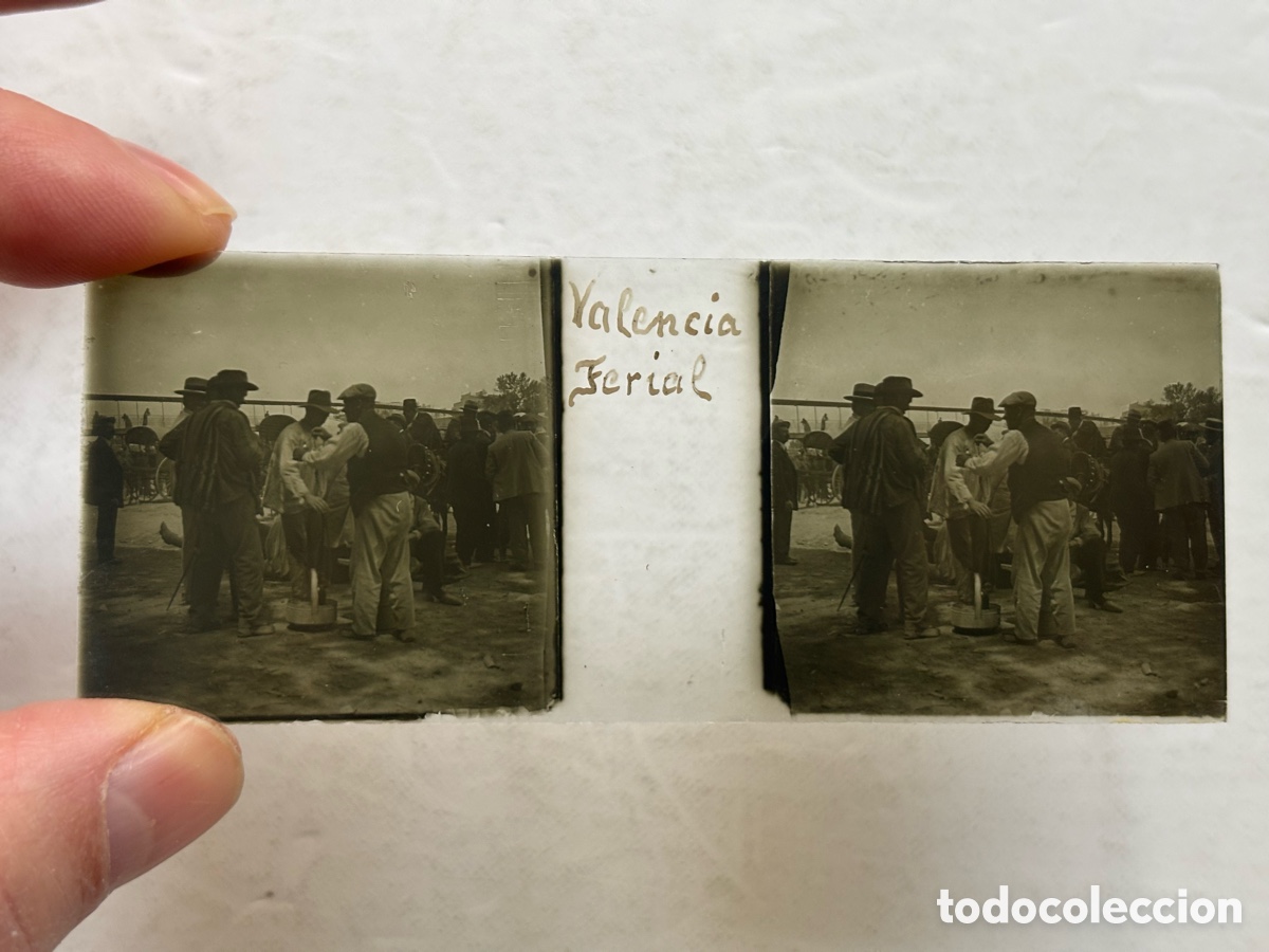 Fotograf&iacute;a antigua: VALENCIA, FERIA GANADO, CAUCE DEL RIO - ANTIGUA PLACA ESTEREOSCOPICA POSITIVO EN CRISTAL