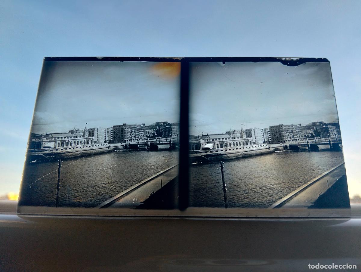 Fotograf&iacute;a antigua: SAN SEBASTIAN VISTA ESTEREOSCOPICA EN CRISTAL 6 X 13 CM