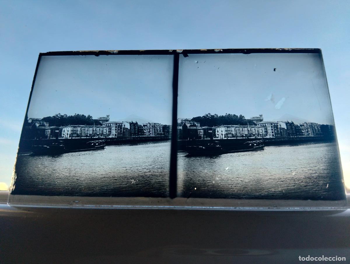 Fotograf&iacute;a antigua: PORTUGALETE VIZCAYA VISTA ESTEREOSCOPICA EN CRISTAL 6 X 13 CM