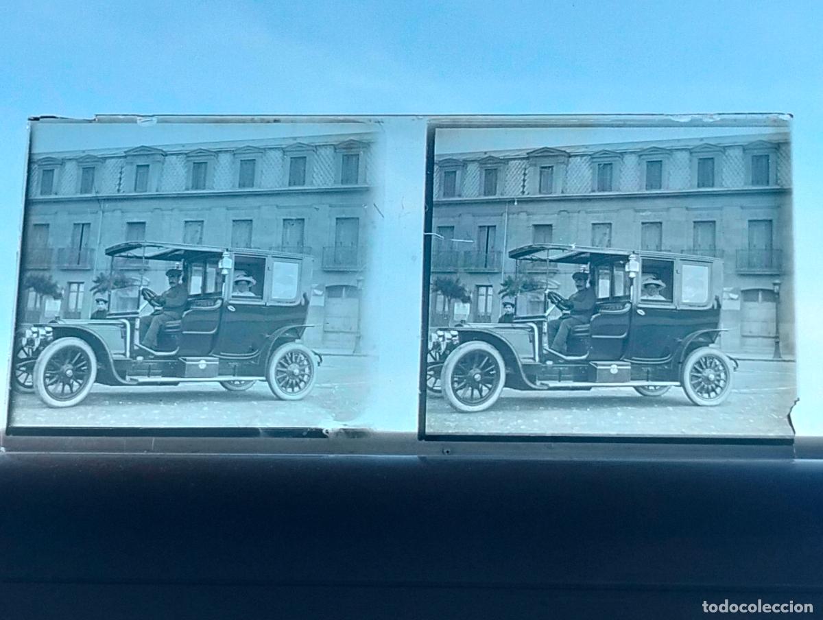 Fotograf&iacute;a antigua: SAN SEBASTIAN AUTOMOVIL VISTA ESTEREOSCOPICA EN CRISTAL 6 X 13 CM