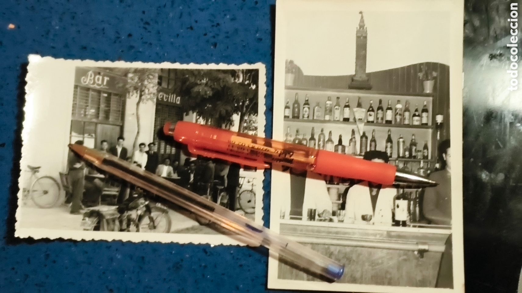 Fotograf&iacute;a antigua: 2 antiguas fotograf&iacute;as del bar Sevilla de Belchite Zaragoza Arag&oacute;n