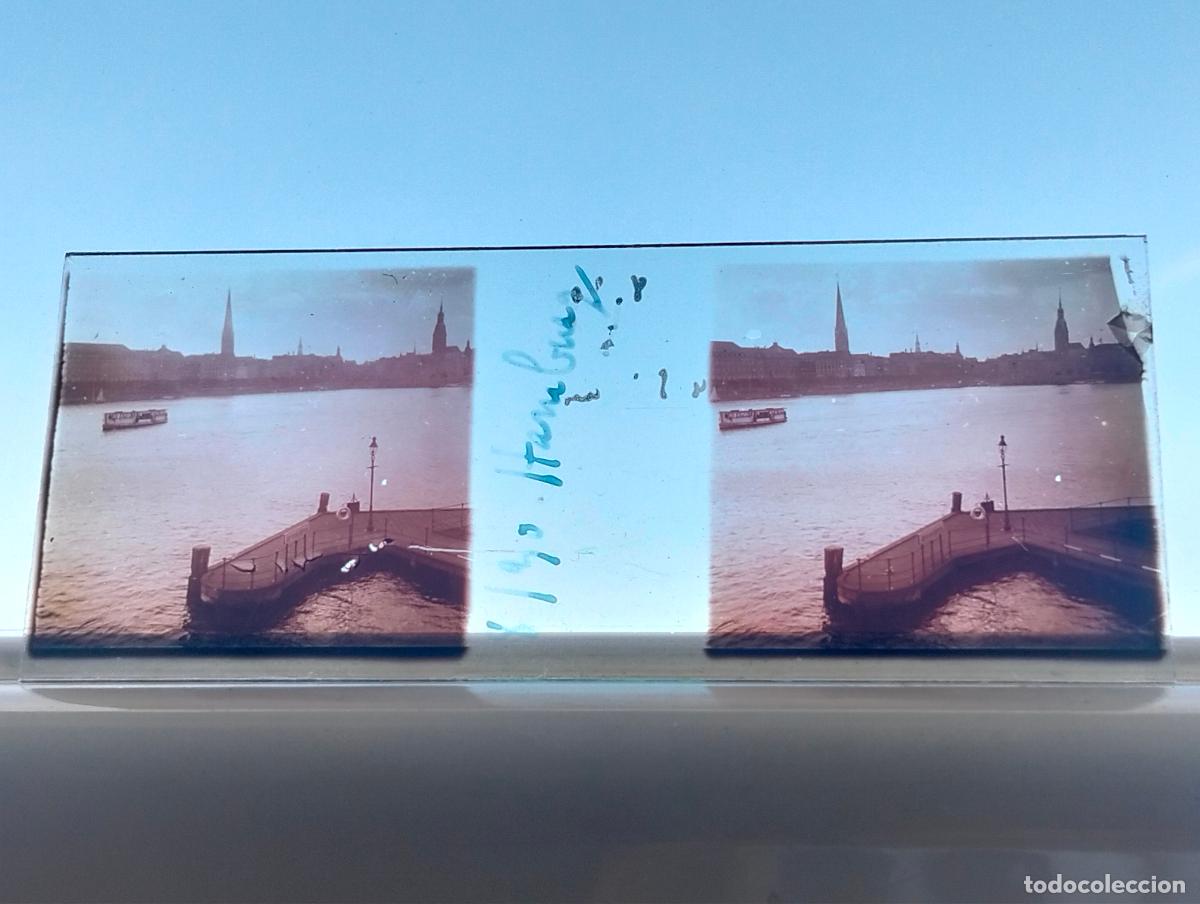 Fotograf&iacute;a antigua: HAMBURGO HAMBURG ALEMANIA VISTA ESTEREOSCOPICA EN CRISTAL 4,5 X 10,5 CM