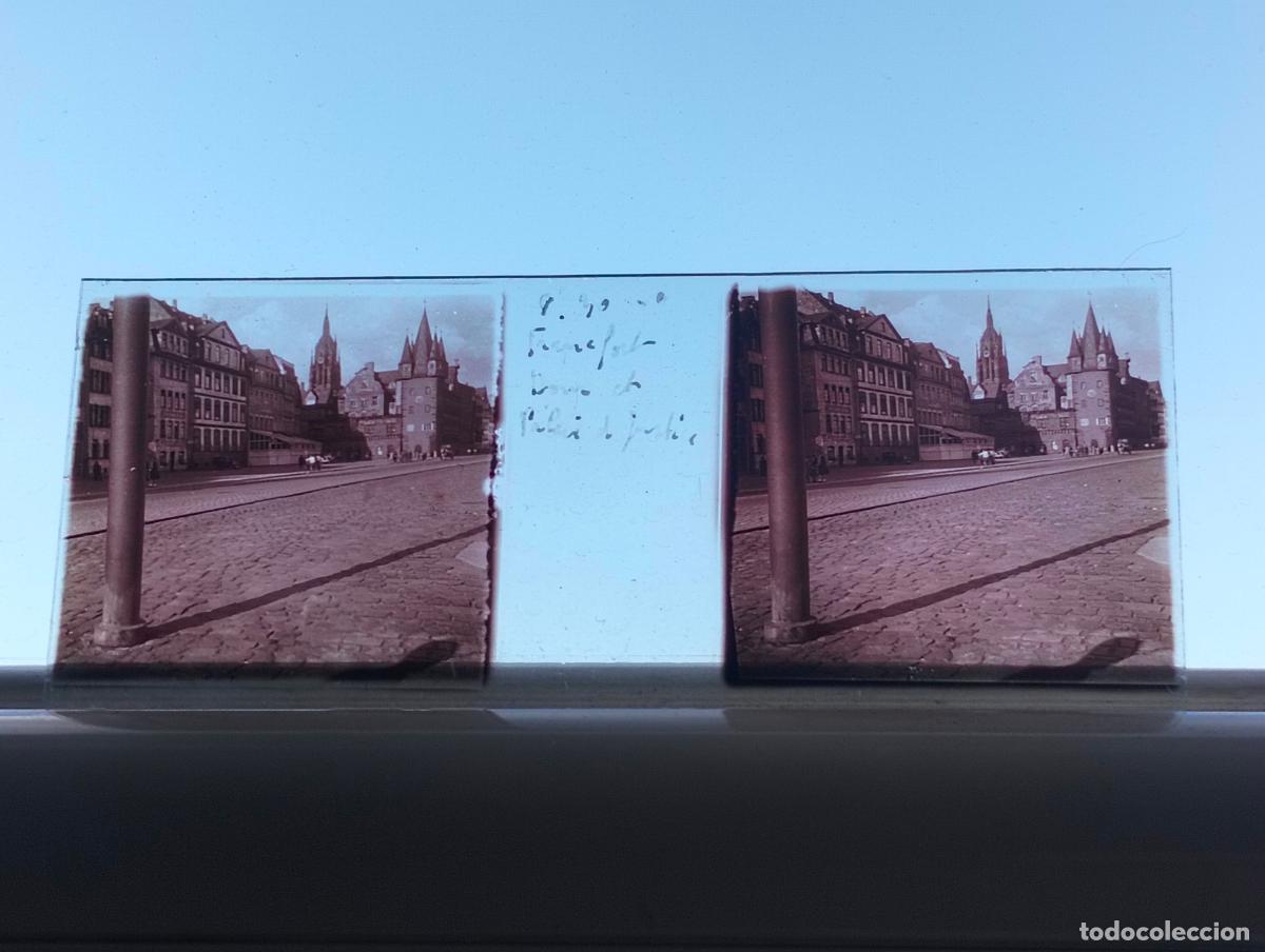 Fotograf&iacute;a antigua: FRANKFURT ALEMANIA VISTA ESTEREOSCOPICA EN CRISTAL 4,5 X 10,5 CM