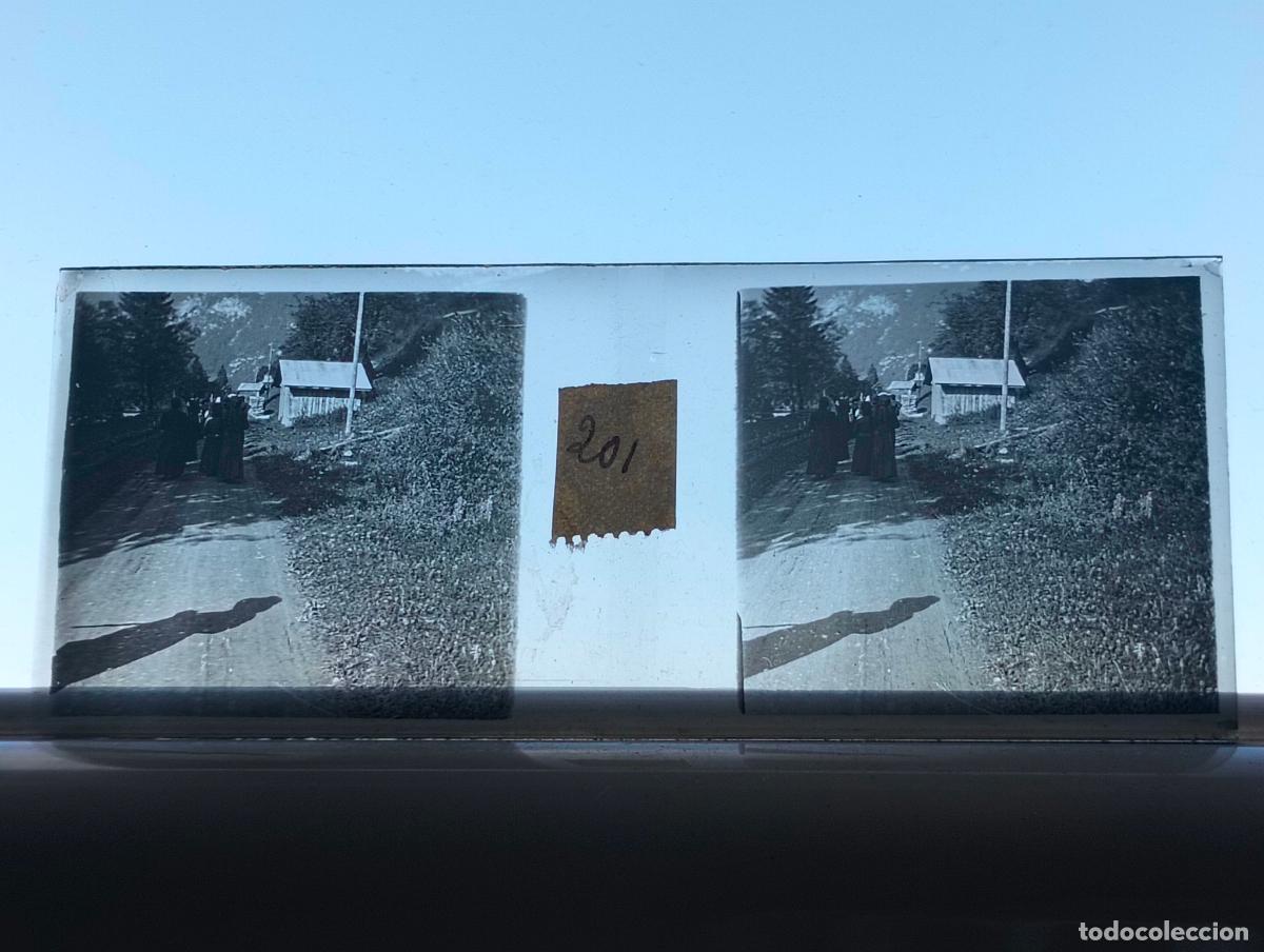 Fotograf&iacute;a antigua: SUIZA VISTA ESTEREOSCOPICA EN CRISTAL 4,5 X 10,5 CM