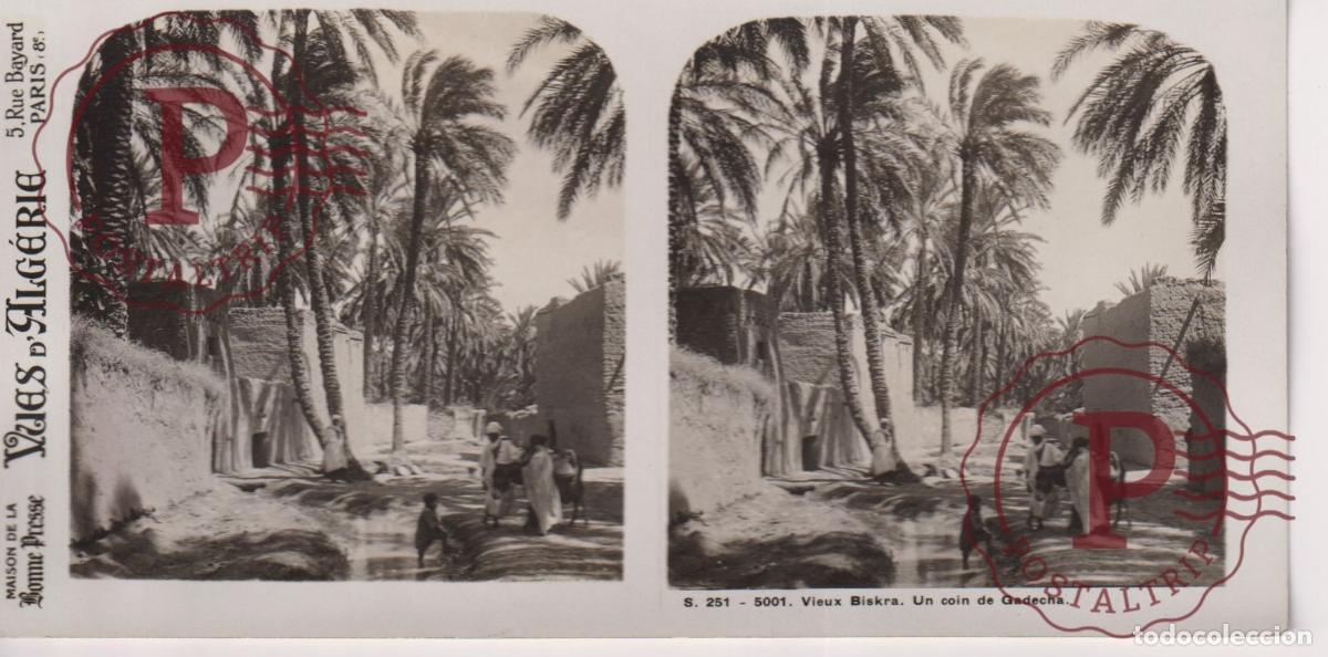 Antique Photography: VUES DALGERIE. ARGELIA. VIEUX BISKRA. UN COIN DE GADECHA. ESTEROSCOPICA ST&Eacute;R&Eacute;OSCOPIQUE STEREOSCOPIC