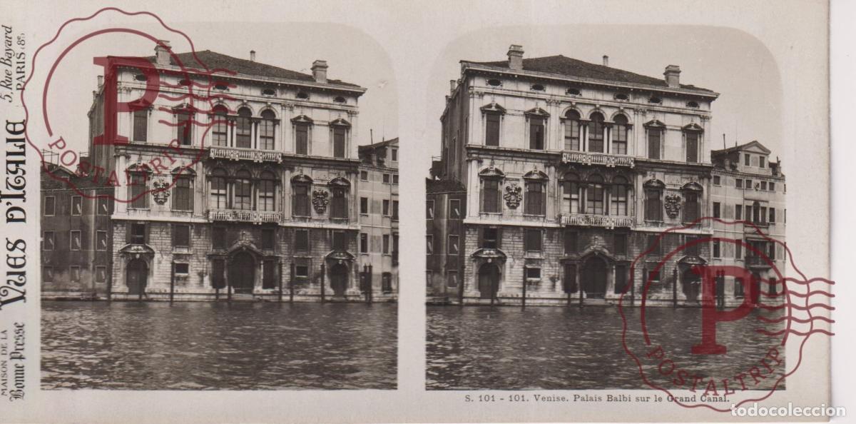 Antique Photography: VUES DITALIE. ITALIA. VENISE. PALAIS BALBI SUR GRAND CANAL. ESTEROSCOPICA ST&Eacute;R&Eacute;OSCOPIQUE STEREOSCOP