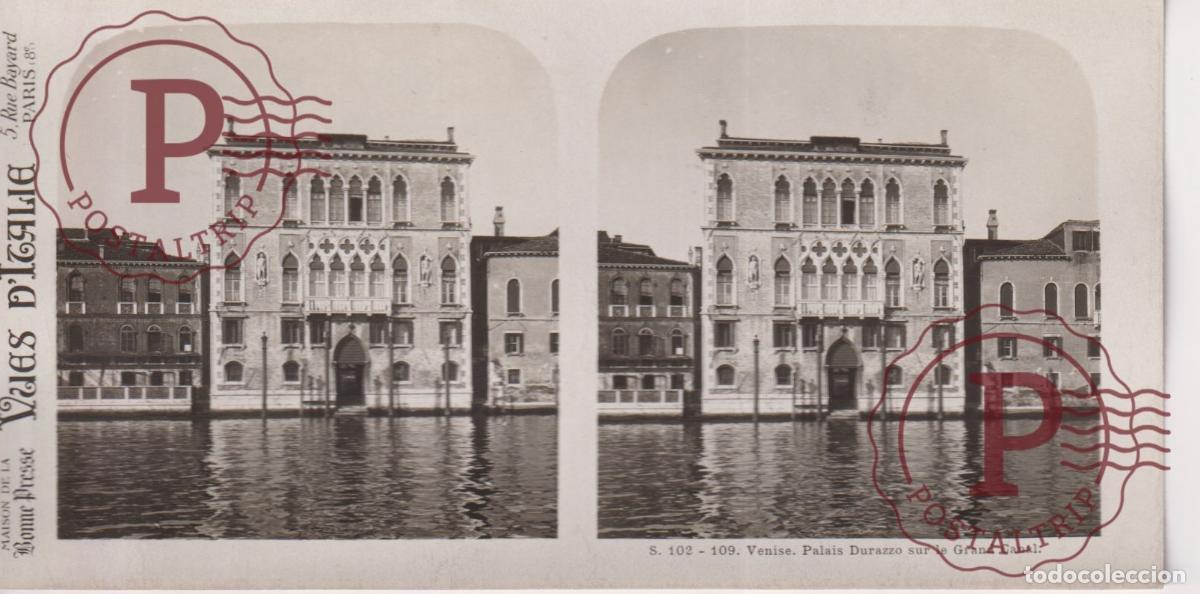 Antique Photography: VUES DITALIE. ITALIA. VENISE. PALAIS DURAZZO SUR GRAND CANAL. ESTEROSCOPICA ST&Eacute;R&Eacute;OSCOPIQUE STEREOSC