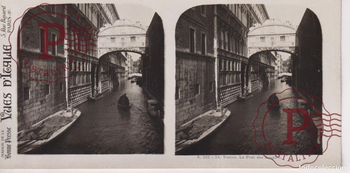 Antique Photography: VUES DITALIE. ITALIA. VENISE. PONT DES SOUPIRS. ESTEROSCOPICA ST&Eacute;R&Eacute;OSCOPIQUE STEREOSCOPIC +- 17.5X9