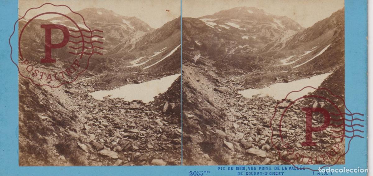 Antique Photography: FRANCE. PIC DU MIDI, VUE PRISE DE LA VALLEE DE COUREY-DONCET. ESTEROSCOPICA ST&Eacute;R&Eacute;OSCOPIQUE STEREOSC