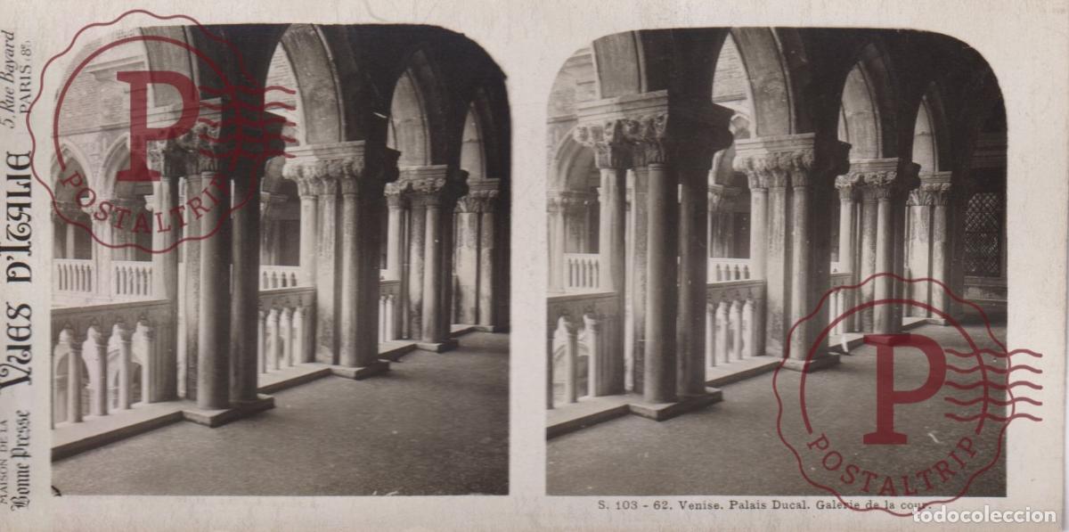 Antique Photography: VUES DITALIE. ITALIA. VENISE. PALAIS DUCAL. GALERIE DE LA COUR. ESTEROSCOPICA ST&Eacute;R&Eacute;OSCOPIQUE STEREO