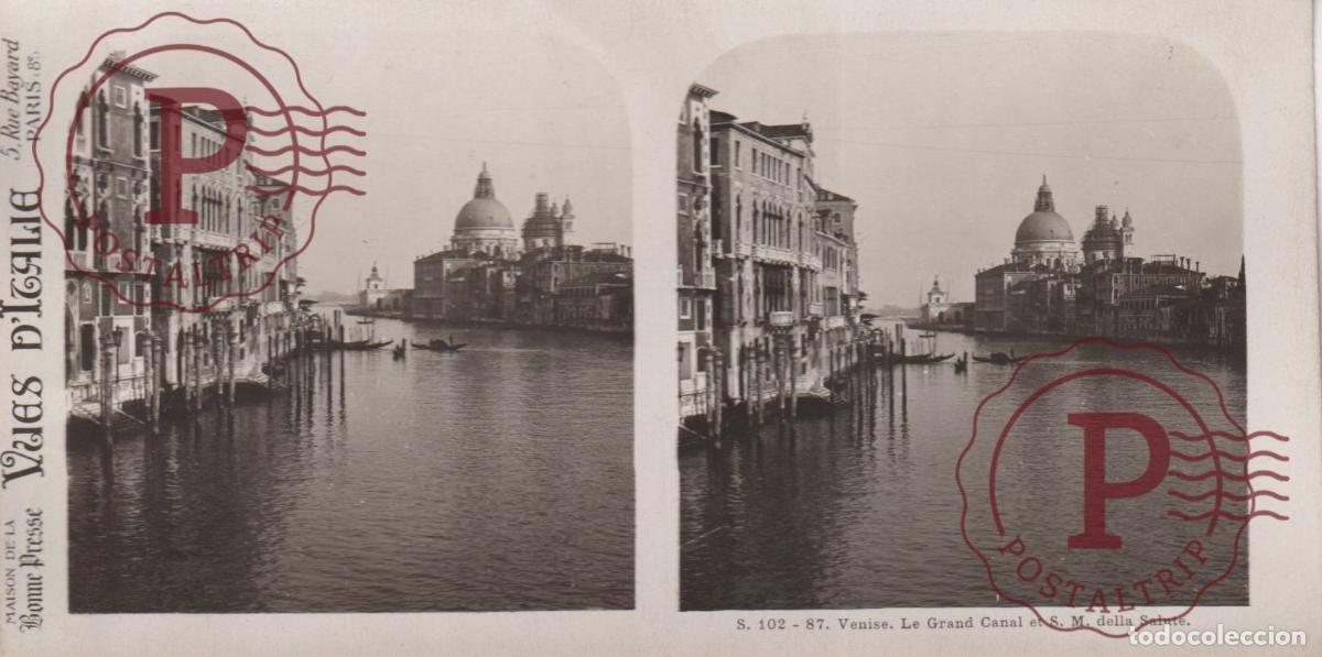 Antique Photography: VUES DITALIE ITALIA VENISE. GRAN CANAL ET SM DELLA SALUTE. ESTEROSCOPICA ST&Eacute;R&Eacute;OSCOPIQUE STEREOSCOPI