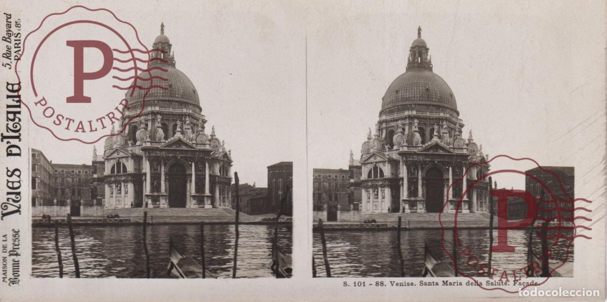 Antique Photography: VUES DITALIE ITALIA VENISE. SANTA MARIA DELLA SALUTE. ESTEROSCOPICA ST&Eacute;R&Eacute;OSCOPIQUE STEREOSCOPIC +-