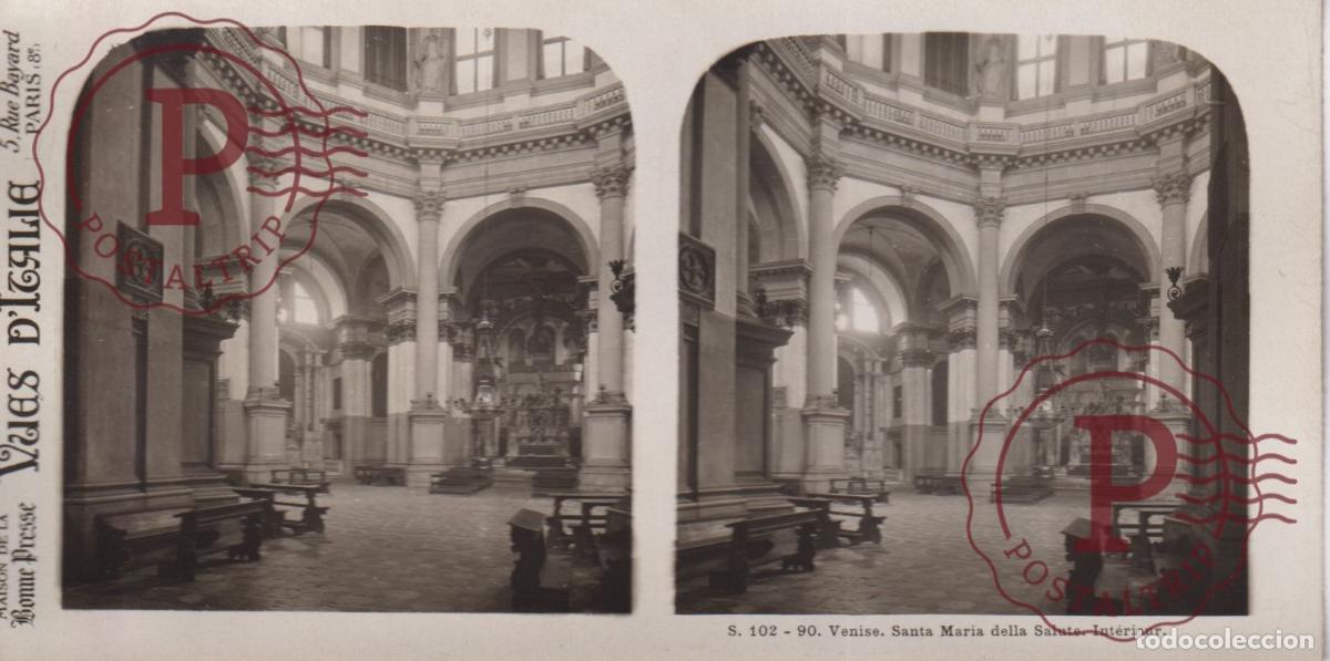 Antique Photography: VUES DITALIE ITALIA VENISE. SANTA MARIA DELLA SALUTE. ESTEROSCOPICA ST&Eacute;R&Eacute;OSCOPIQUE STEREOSCOPIC +-