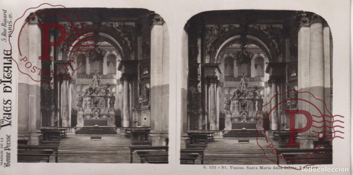 Antique Photography: VUES DITALIE ITALIA VENISE. SANTA MARIA DELLA SALUTE. ESTEROSCOPICA ST&Eacute;R&Eacute;OSCOPIQUE STEREOSCOPIC +-