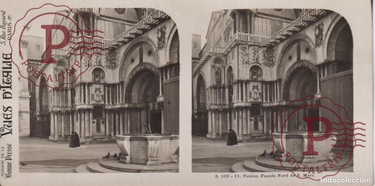Antique Photography: VUES DITALIE ITALIA VENISE. SAN MARC. FA&Ccedil;ADE NORD. ESTEROSCOPICA ST&Eacute;R&Eacute;OSCOPIQUE STEREOSCOPIC +- 17.