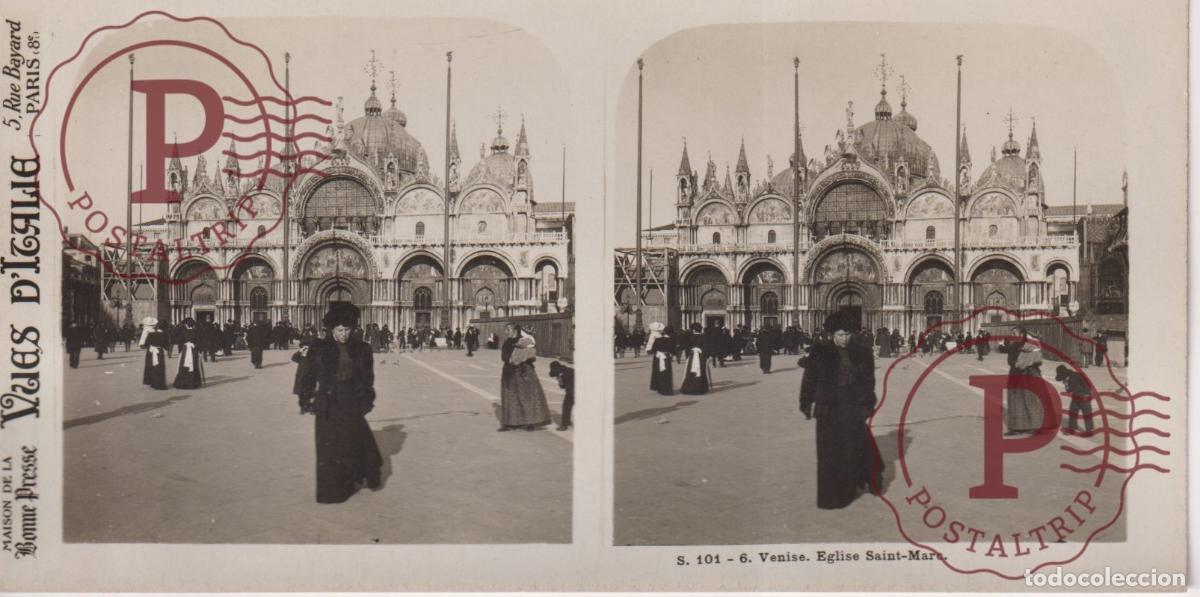 Antique Photography: VUES DITALIE. ITALIA. VENISE. SAINT MARC EGLISE. ESTEROSCOPICA ST&Eacute;R&Eacute;OSCOPIQUE STEREOSCOPIC +- 17.5X