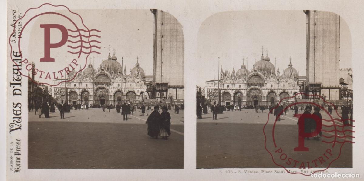 Fotograf&iacute;a antigua: VUES DITALIE. ITALIA. VENISE. SAINT MARC PLACE. VUE GENERALE. ESTEROSCOPICA ST&Eacute;R&Eacute;OSCOPIQUE STEREOSC