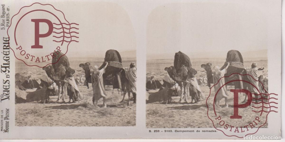 Fotograf&iacute;a antigua: VUES DALGERIE. ARGELIA. CAMPEMENT DE NOMADES. ESTEROSCOPICA ST&Eacute;R&Eacute;OSCOPIQUE STEREOSCOPIC +- 17.5X9CM