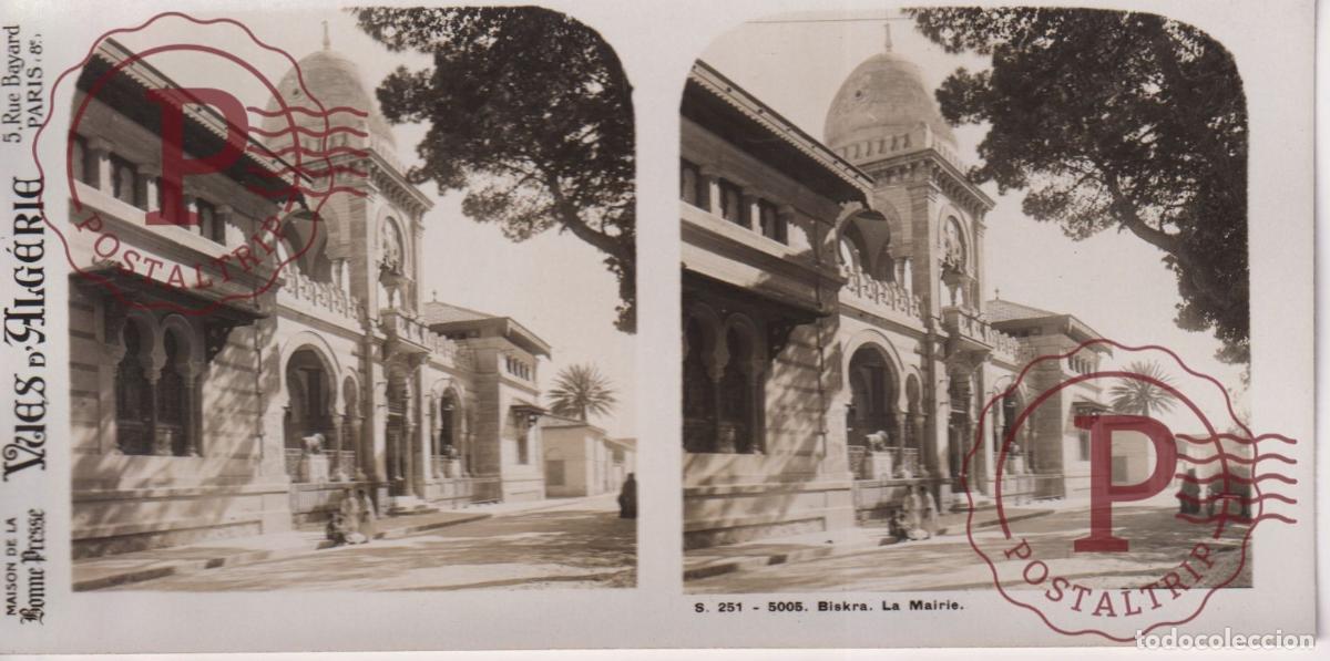 Fotograf&iacute;a antigua: VUES DALGERIE. ARGELIA. BISKRA. LA MAIRIE. ESTEROSCOPICA ST&Eacute;R&Eacute;OSCOPIQUE STEREOSCOPIC +- 17.5X9CM
