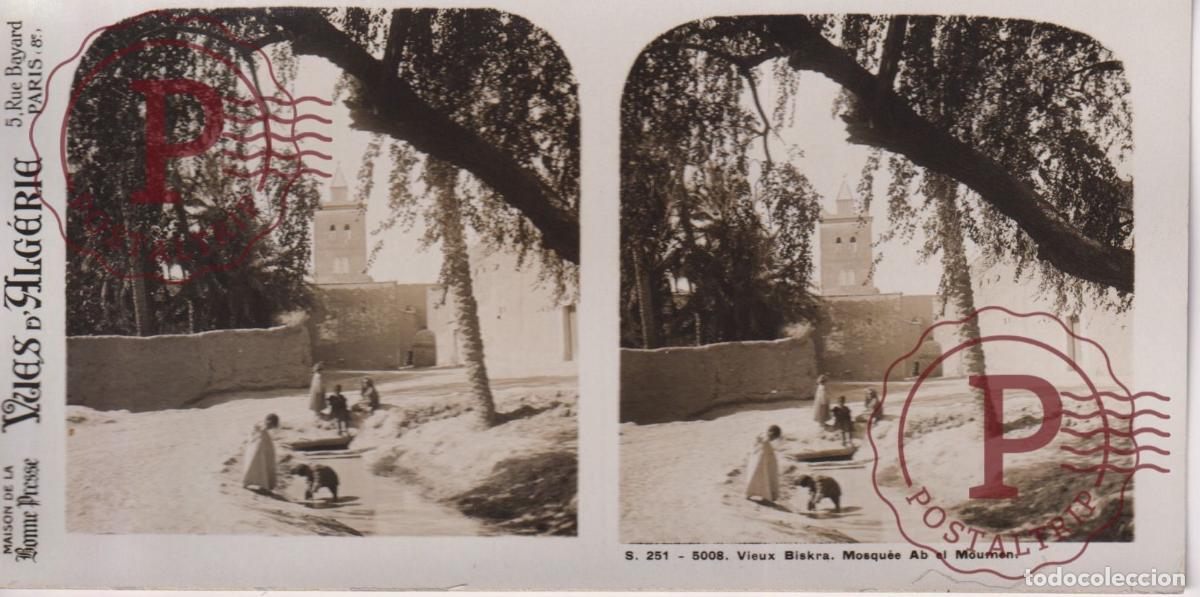 Fotograf&iacute;a antigua: VUES DALGERIE. ARGELIA. VIEUX BISKRA. MOSQUEE AB EL MOUMEN. ESTEROSCOPICA ST&Eacute;R&Eacute;OSCOPIQUE STEREOSCOP