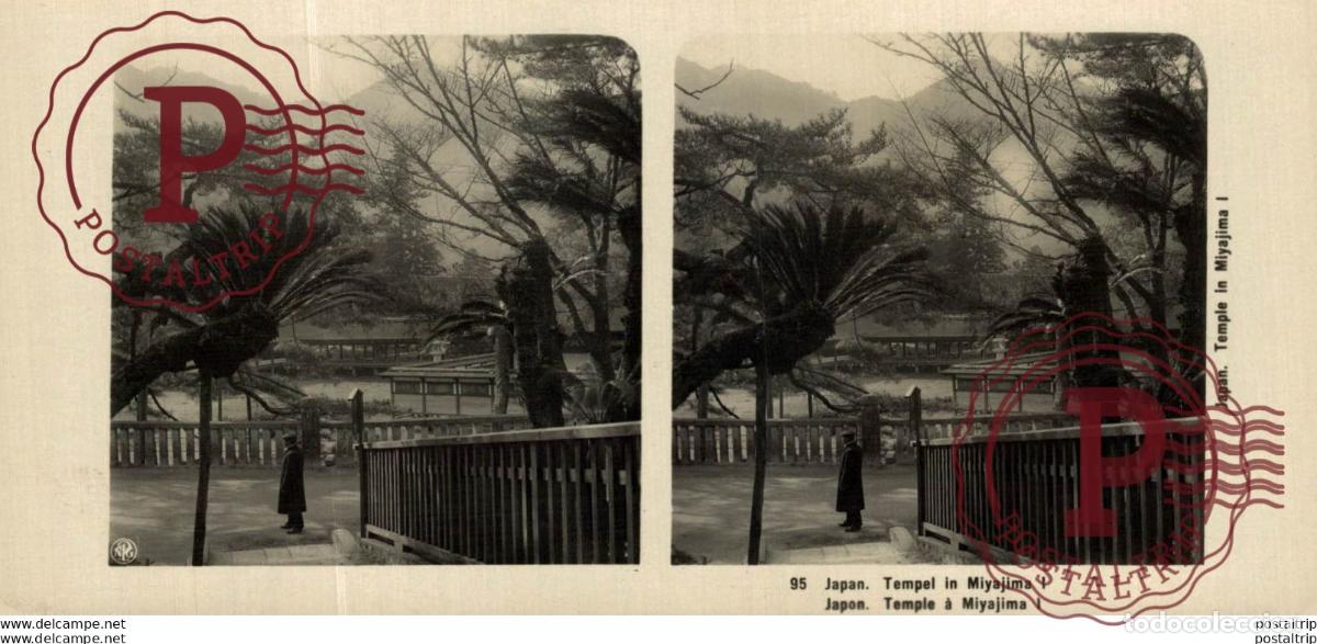 Fotograf&iacute;a antigua: JAPAN. JAPON. TEMPEL IN MIYAJIMA I. ESTEREOSCOPICA - ST&Eacute;R&Eacute;OSCOPIQUE - STEREOSCOPIC