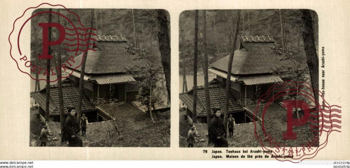 Fotograf&iacute;a antigua: JAPAN. JAPON. TEEHAUS BEI ARASHI-YAMA. ESTEREOSCOPICA - ST&Eacute;R&Eacute;OSCOPIQUE - STEREOSCOPIC