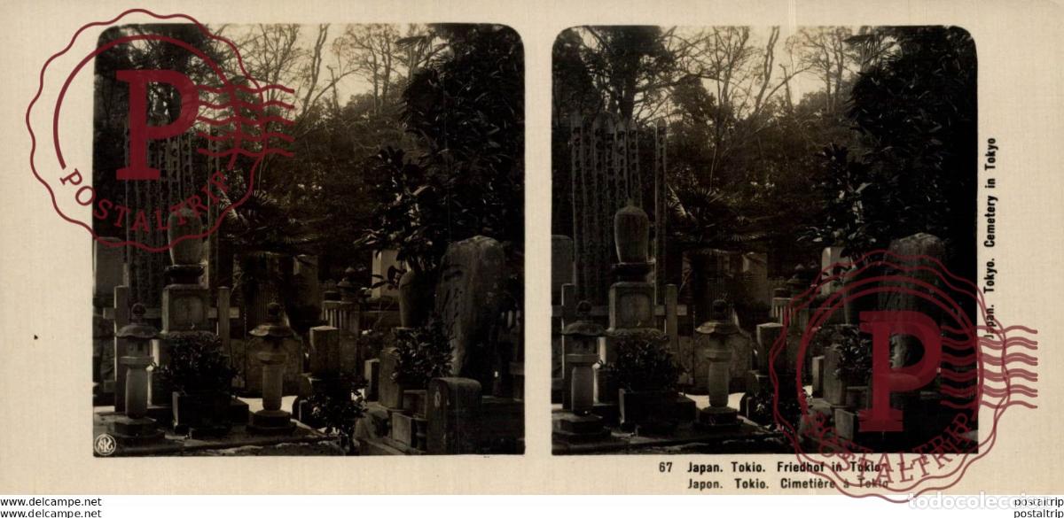 Fotograf&iacute;a antigua: JAPAN. JAPON. TOKIO FRIEDHOF IN TOKIO. ESTEREOSCOPICA - ST&Eacute;R&Eacute;OSCOPIQUE - STEREOSCOPIC