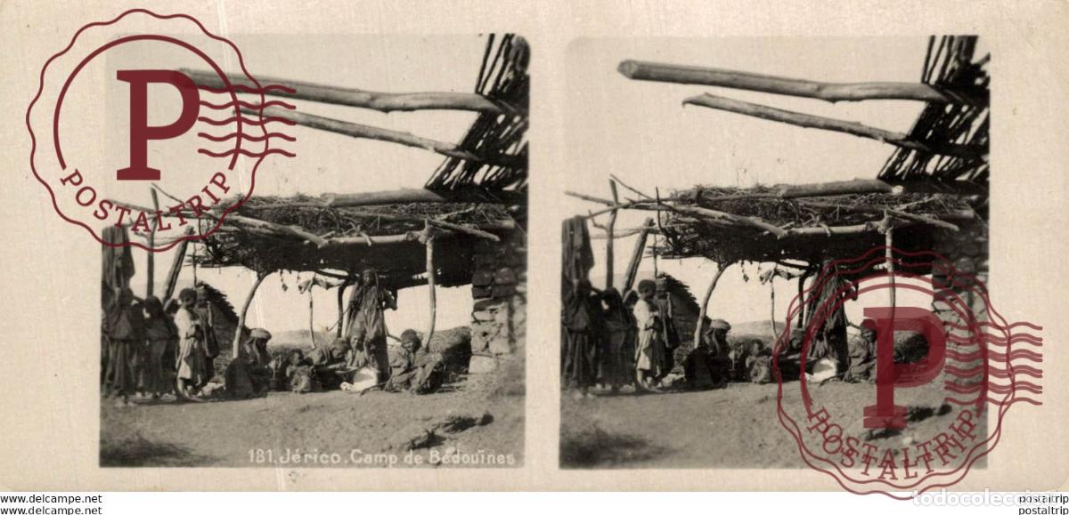 Fotograf&iacute;a antigua: PALESTINA. PALESTINE. JERICO. CAMP DE BEDOUINES. ESTEREOSCOPICA - ST&Eacute;R&Eacute;OSCOPIQUE - STEREOSCOPIC