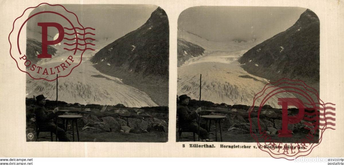 Fotograf&iacute;a antigua: ZILLERTHAL. HORNGLETSCHER V.D. BERLINER HUTTE AUS - ST&Eacute;R&Eacute;OSCOPIQUE - STEREOSCOPIC