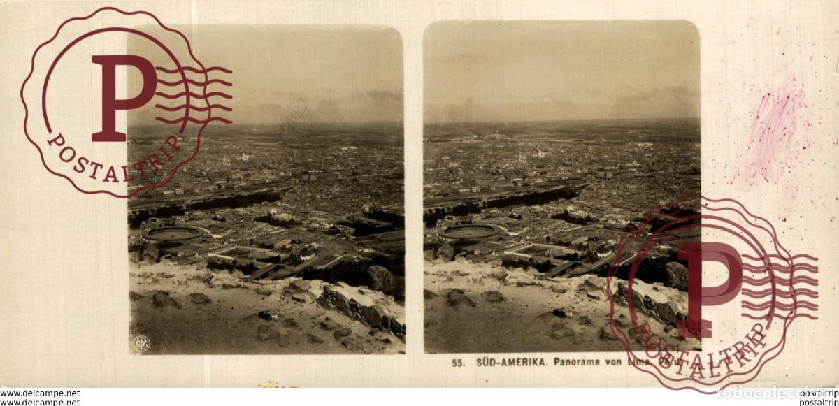 Fotograf&iacute;a antigua: PERU. SUD AMERIKA. PANORAMA VON LIMA - ST&Eacute;R&Eacute;OSCOPIQUE - STEREOSCOPIC