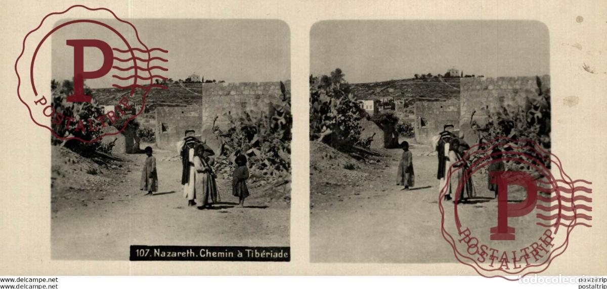 Fotograf&iacute;a antigua: ISRAEL. NATHARETH. CHEMIN A TIBERIADE - ST&Eacute;R&Eacute;OSCOPIQUE - STEREOSCOPIC