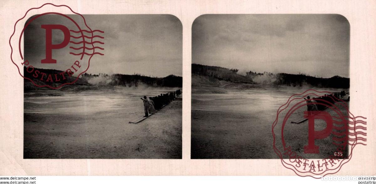 Photographie ancienne: USA YELLOWSTONE. AT THE NORIS GEYSER BASIN - ESTEREOSCOPICA - ST&Eacute;R&Eacute;OSCOPIQUE - STEREOSCOPIC