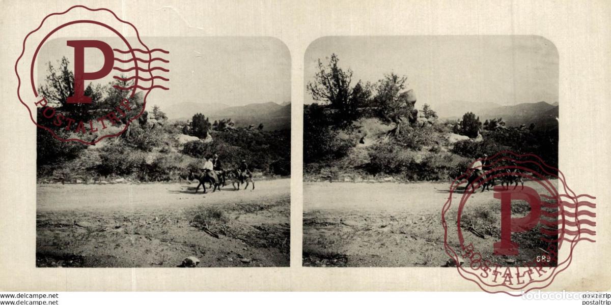 Photographie ancienne: USA IM GOTTERGARTEN COLORADO TOURISTS - ESTEREOSCOPICA - ST&Eacute;R&Eacute;OSCOPIQUE - STEREOSCOPIC
