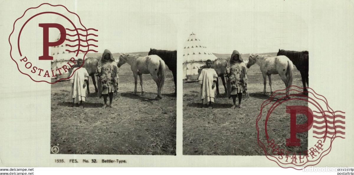 Alte Fotografie: MARRUECOS. MOROCCO. FES. BETTLER TYPE - ESTEREOSCOPICA - ST&Eacute;R&Eacute;OSCOPIQUE - STEREOSCOPIC