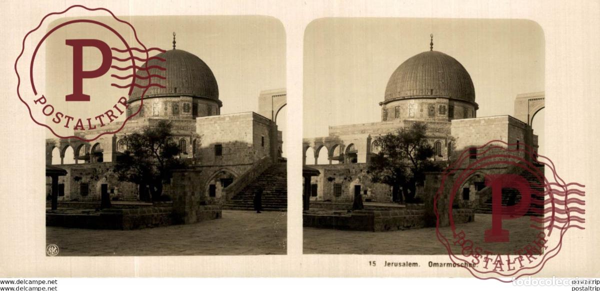 Antique Photography: PALESTINA PALESTINE. JERUSALEM. OMARMOSCHEE - ESTEREOSCOPICA - ST&Eacute;R&Eacute;OSCOPIQUE - STEREOSCOPIC