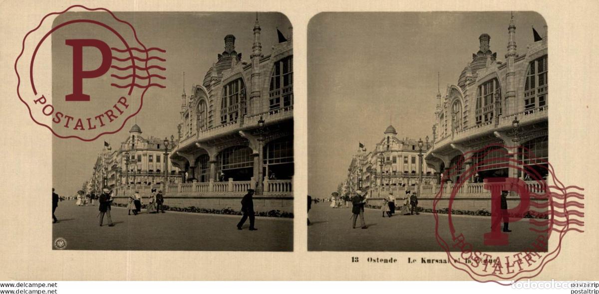 Antique Photography: BELGICA BELGIE. OSTENDE. LE KURSAAL ET LA DIGNE - ESTEREOSCOPICA - ST&Eacute;R&Eacute;OSCOPIQUE - STEREOSCOPIC