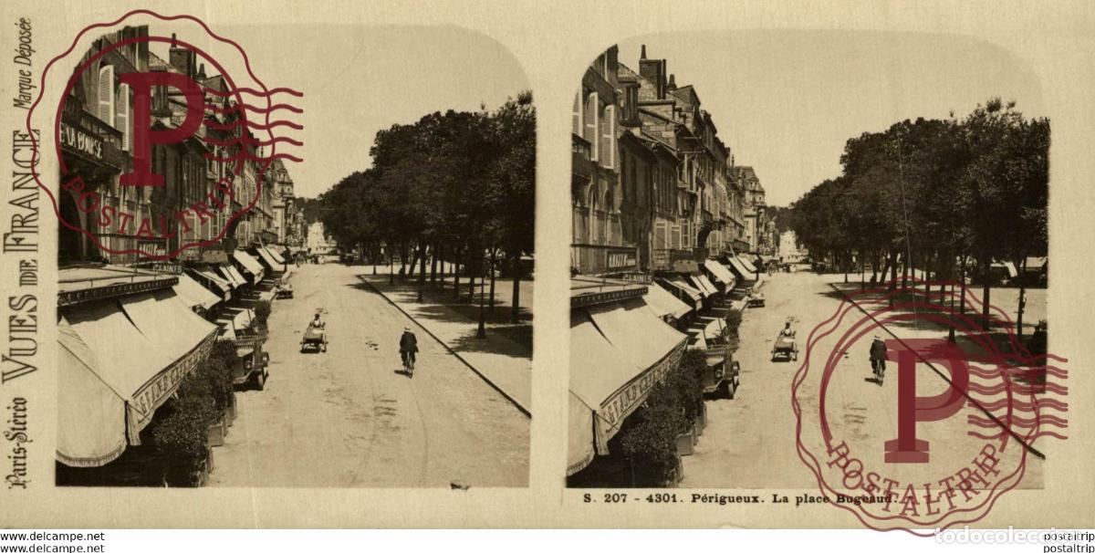 Antique Photography: VUES DE FRANCE. PERIGUEUX. LA PLACE BUGEAUD - ESTEREOSCOPICA - ST&Eacute;R&Eacute;OSCOPIQUE - STEREOSCOPIC