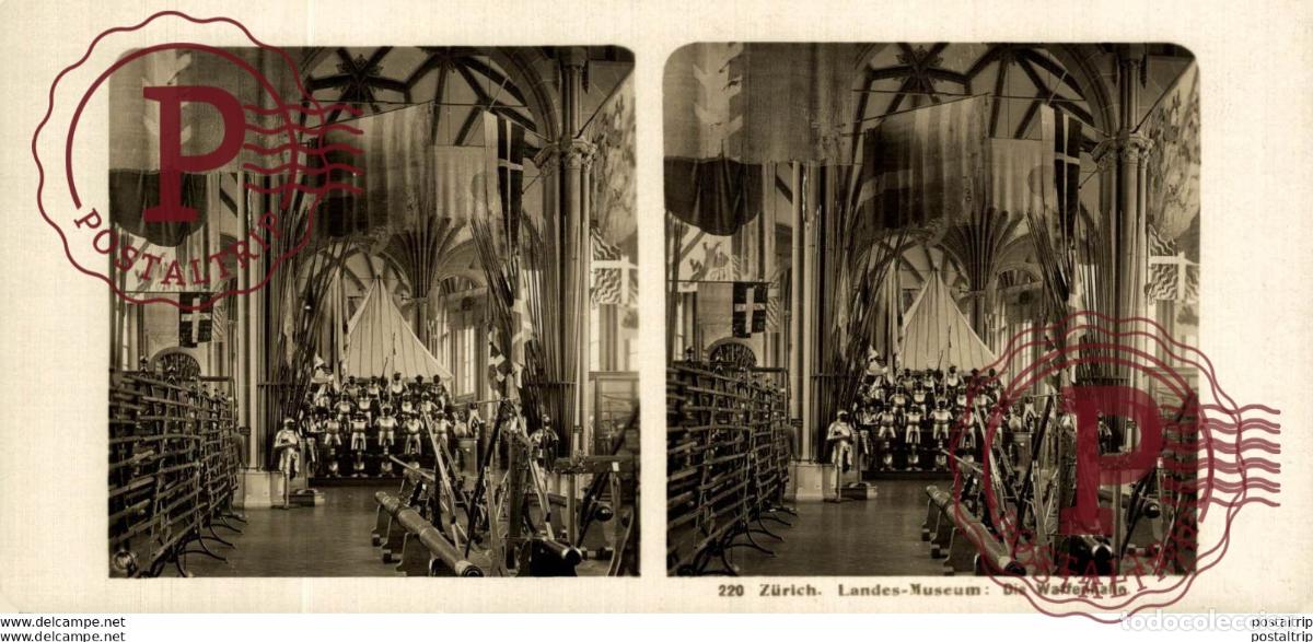 Fotograf&iacute;a antigua: SUIZA SWITZERLAND. ZURICH. LANDES MUSEUM DIE WAFFENHALLE - ESTEREOSCOPICA - ST&Eacute;R&Eacute;OSCOPIQUE - STEREO
