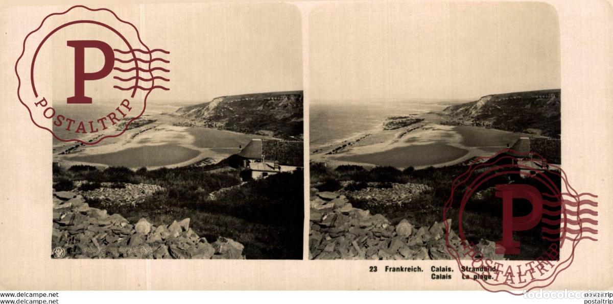 Photographie ancienne: FRANCIA FRANCE. FRANKREICH CALAIS STRANDBILD - ESTEREOSCOPICA - ST&Eacute;R&Eacute;OSCOPIQUE - STEREOSCOPIC