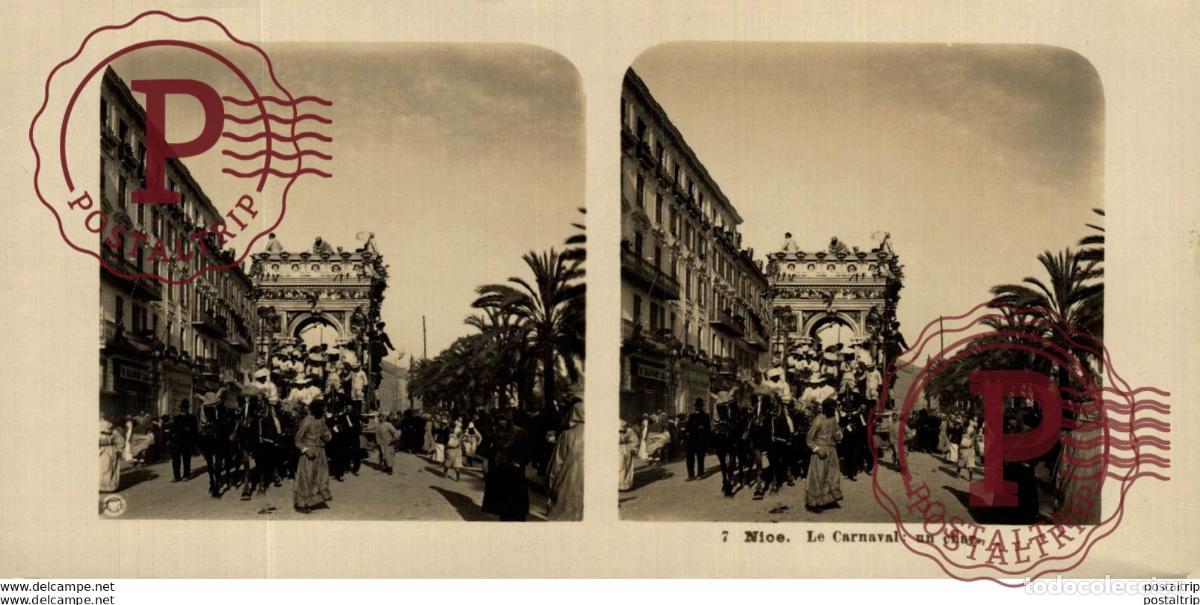 Fotografia antiga: FRANCIA FRANCE. NICE. LE CARNAVAL UN CHAR - ESTEREOSCOPICA - ST&Eacute;R&Eacute;OSCOPIQUE - STEREOSCOPIC