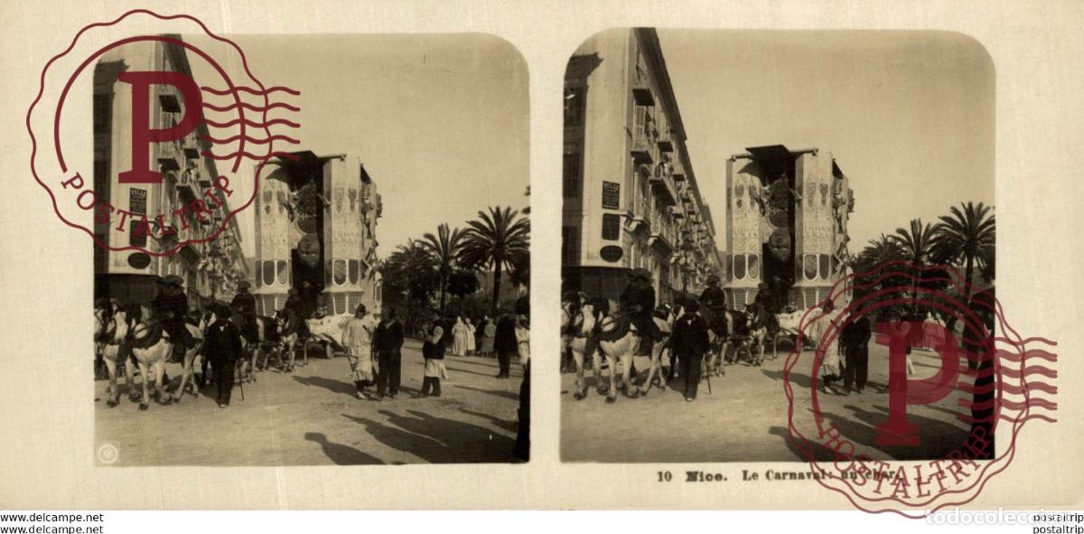 Fotografia antica: FRANCIA FRANCE. NICE. LE CARNAVAL UN CHAR - ESTEREOSCOPICA - ST&Eacute;R&Eacute;OSCOPIQUE - STEREOSCOPIC