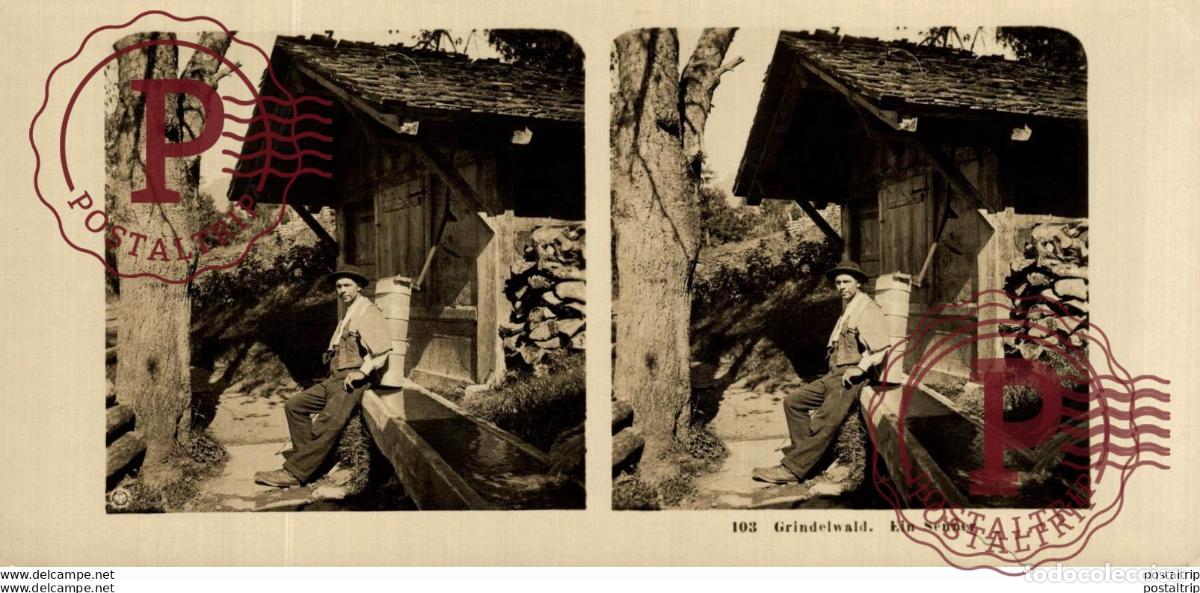 Fotografia antica: SUIZA SWITZERLAND. GRINDELWALD. EIN SENNER - ESTEREOSCOPICA - ST&Eacute;R&Eacute;OSCOPIQUE - STEREOSCOPIC