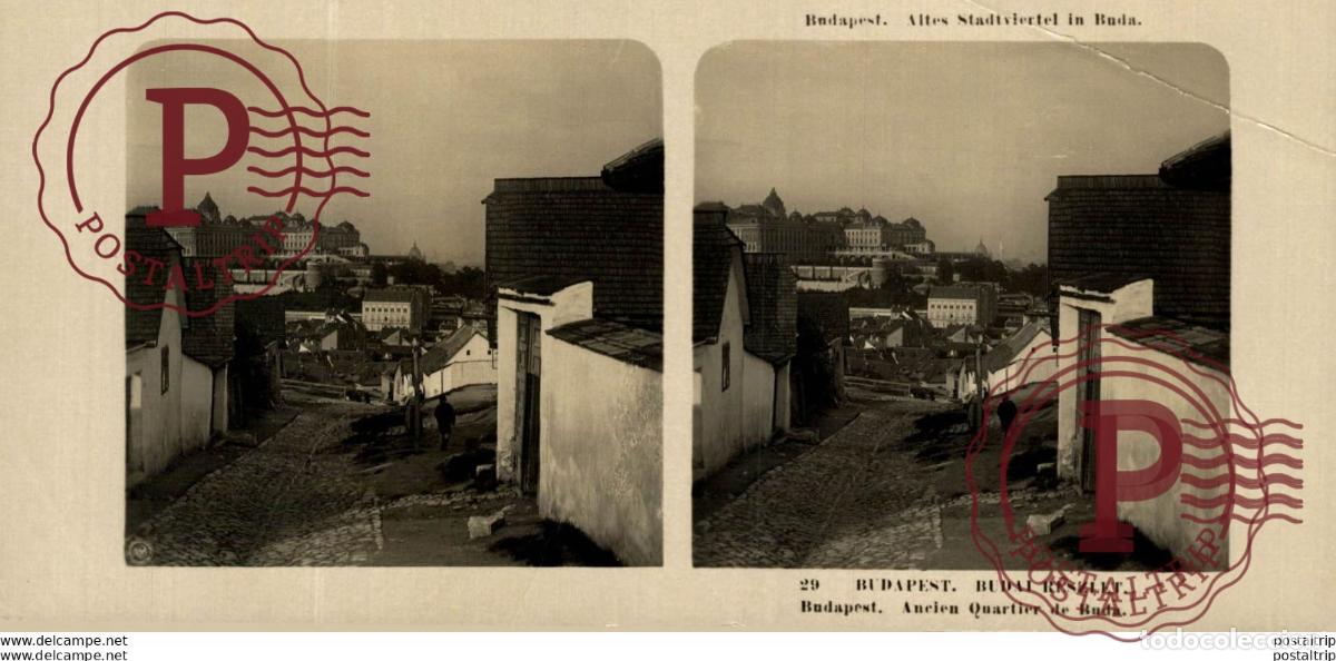 Fotografia antica: HUNGRIA HUNGARY. BUDAPEST. ANCIEN QUARTIER DE BUDA - ESTEREOSCOPICA - ST&Eacute;R&Eacute;OSCOPIQUE - STEREOSCOPIC